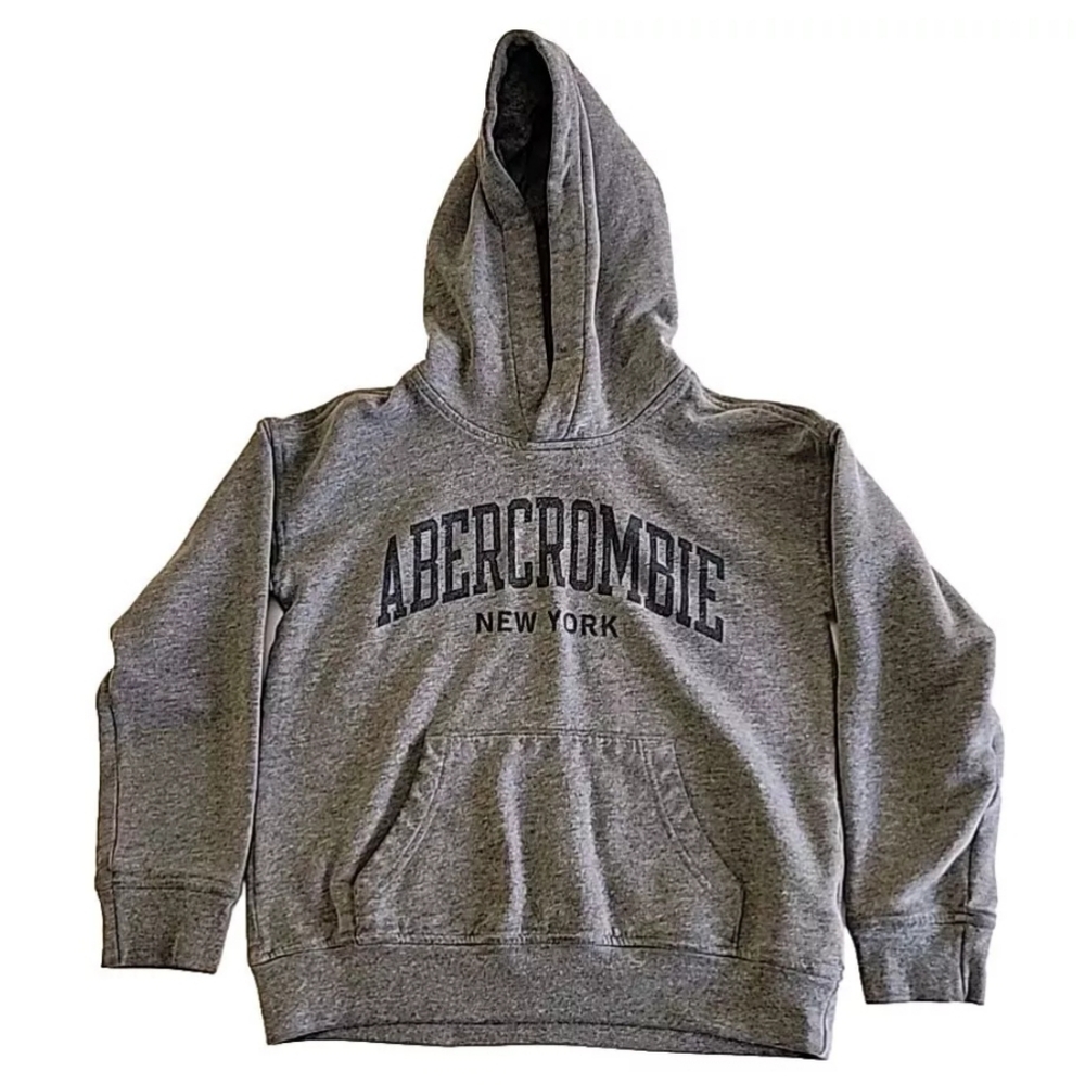 Abercrombie Fitch Sweater Kids Gray Pullover Hoodie Sweatshirt Logo 9/10